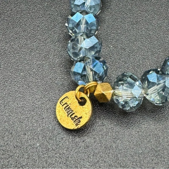 NWOT Erimish Faceted Blue  Grey Crystal Stacking Bracelet with Gold Accents - Picture 10 of 11